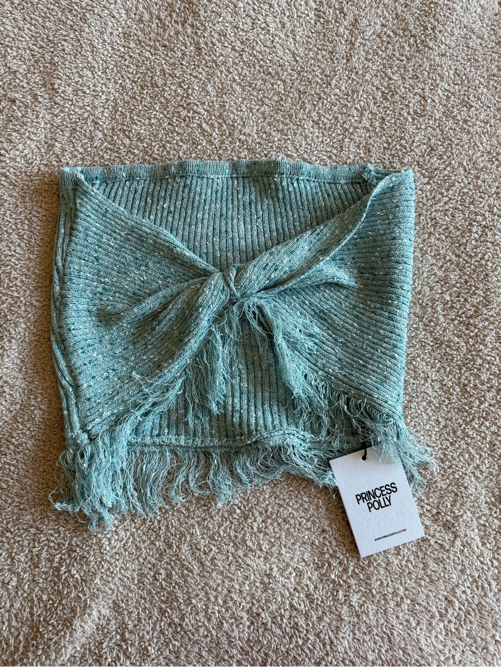 Princess Polly Blue Reversible Fringe Tube Top